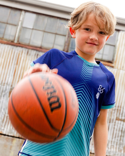 Short Sleeve Athletic Top Blue-1