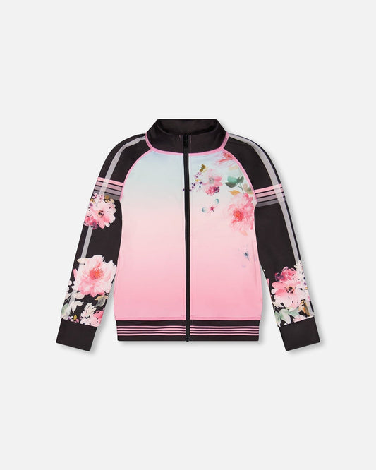 Athletic Vest Gradient Pink Printed Big Flowers-0