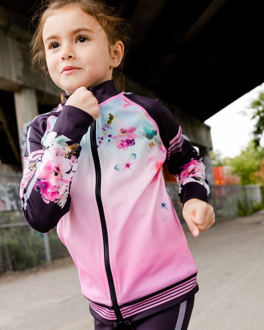 Athletic Vest Gradient Pink Printed Big Flowers-1