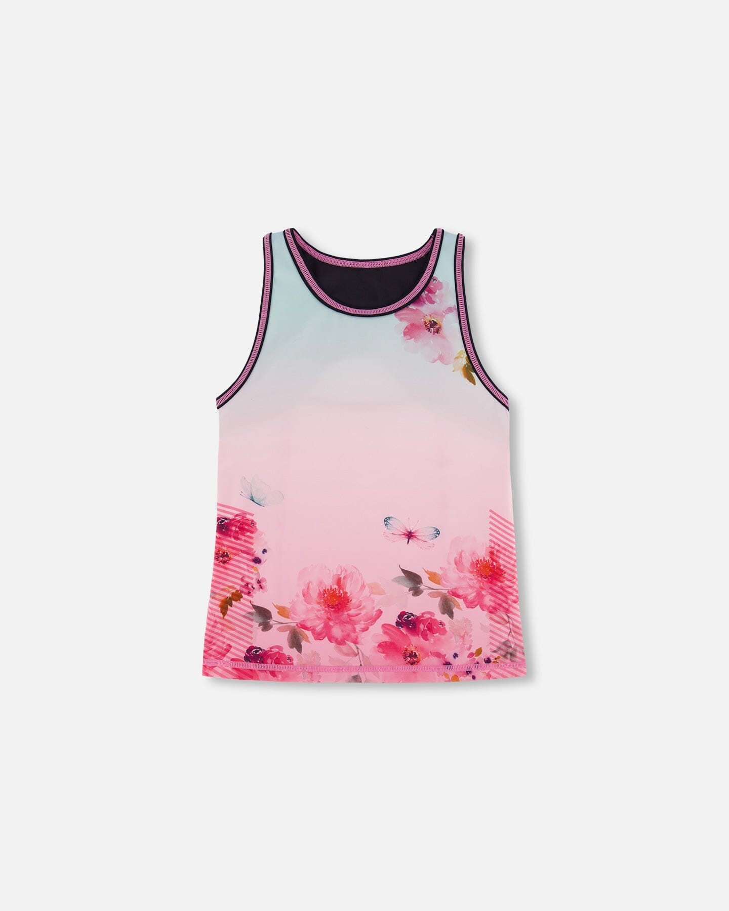 Athletic Tank Gradient Pink Printed Big Flowers-0