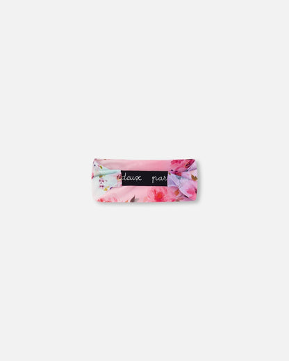 Athletic Headband Gradient Pink Printed Big Flowers-2