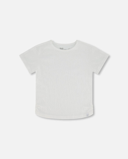 Crinkle Jersey Top Off White-0