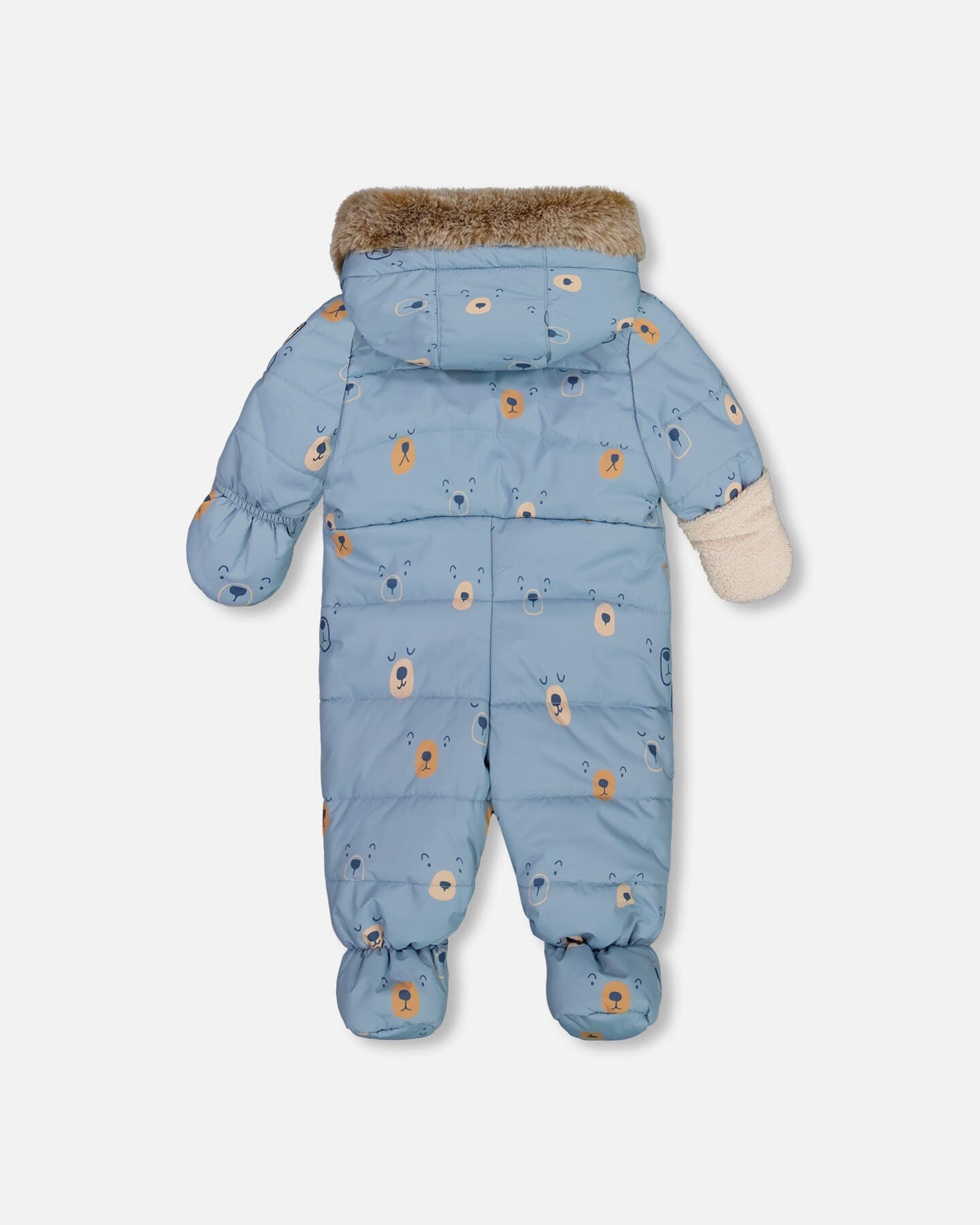 One Piece Baby Snowsuit Blue Bears Designed For Car Seat-2