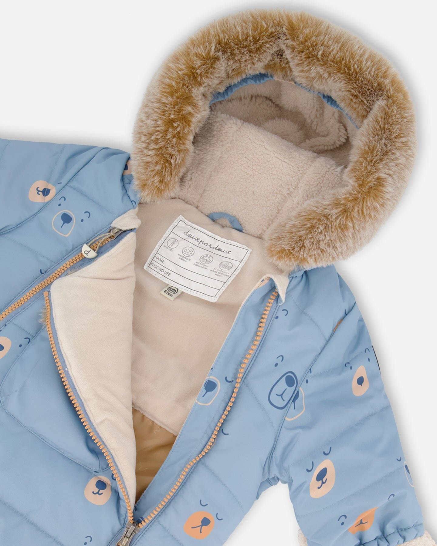 One Piece Baby Snowsuit Blue Bears Designed For Car Seat-3
