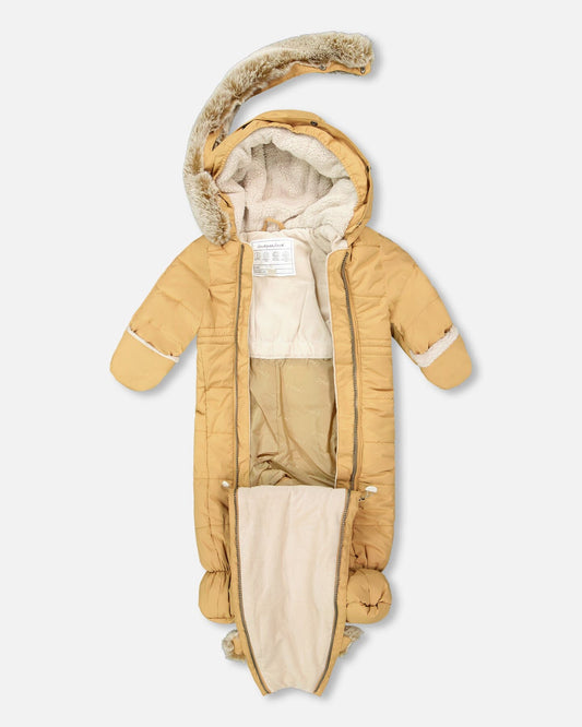 One Piece Baby Bear Face Snowsuit Doe Designed For Car Seat-1