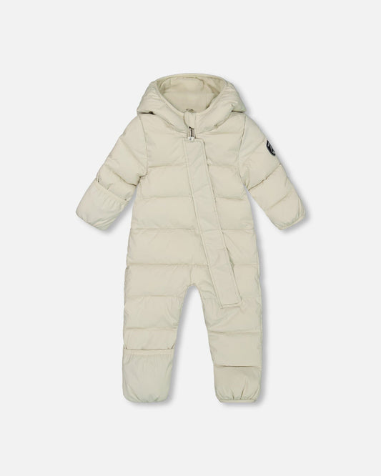 One-Piece Compressible Snowsuit White For Baby Designed For Car Seat-0