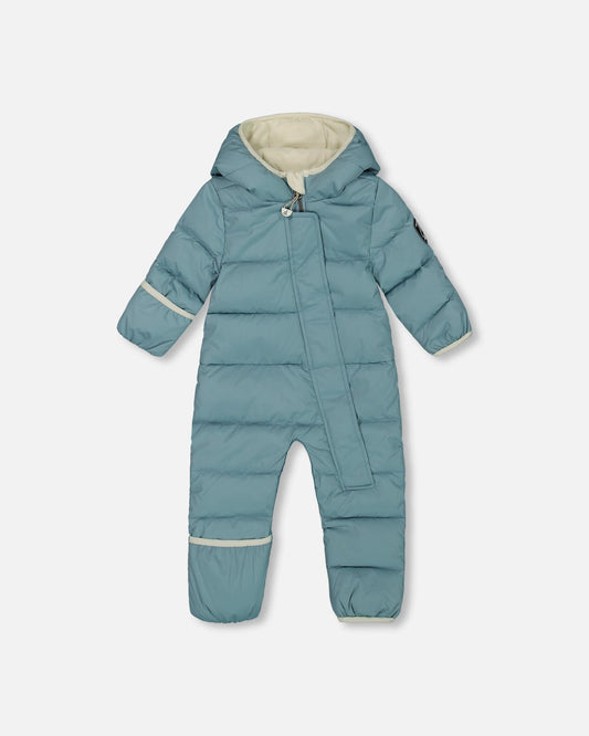 One-Piece Compressible Snowsuit Ash Blue For Baby Designed For Car Seat-0