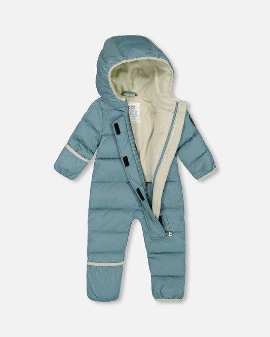 One-Piece Compressible Snowsuit Ash Blue For Baby Designed For Car Seat-1