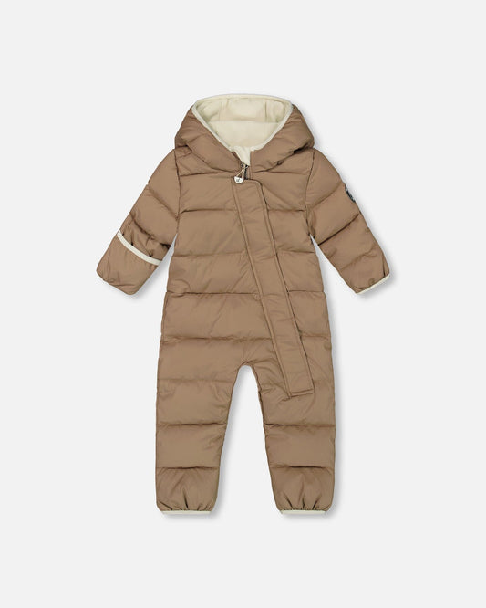 One-Piece Compressible Snowsuit Coffee For Baby Designed For Car Seat-0