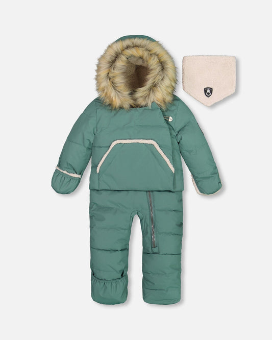 One Piece Baby Hooded Snowsuit Silver Pine Designed For Car Seat-0