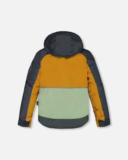 Two Piece Snowsuit Colorblock And Print Camo Dark Gray-3