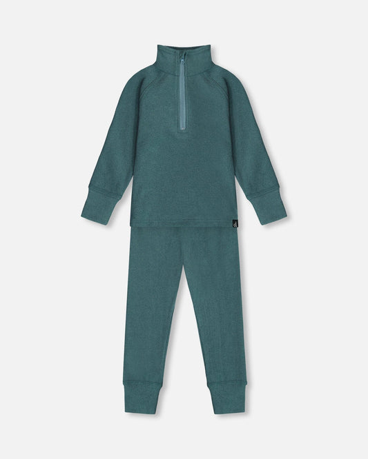 Two Piece Thermal Underwear Set Pine Green-0