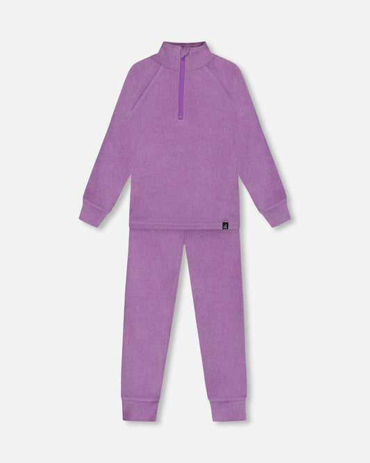 Two Piece Thermal Underwear Set Purple-0