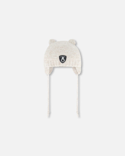 Knit Hat With Ears Off White-0