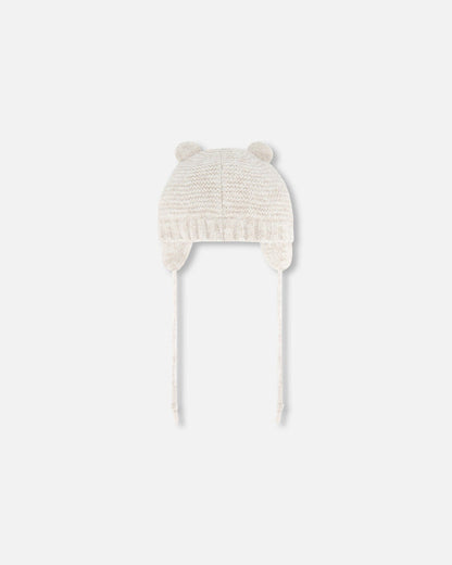 Knit Hat With Ears Off White-2