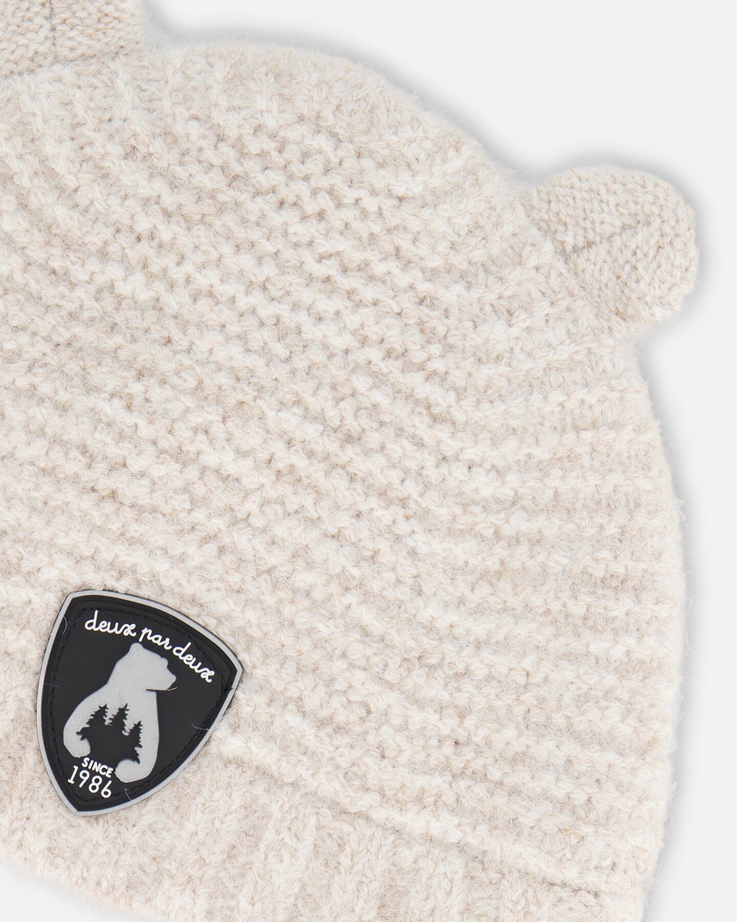 Knit Hat With Ears Off White-3