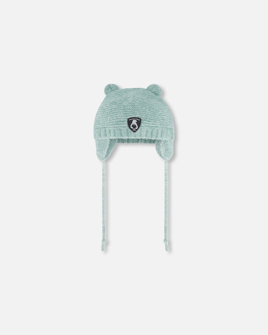 Knit Hat With Ears Green-0