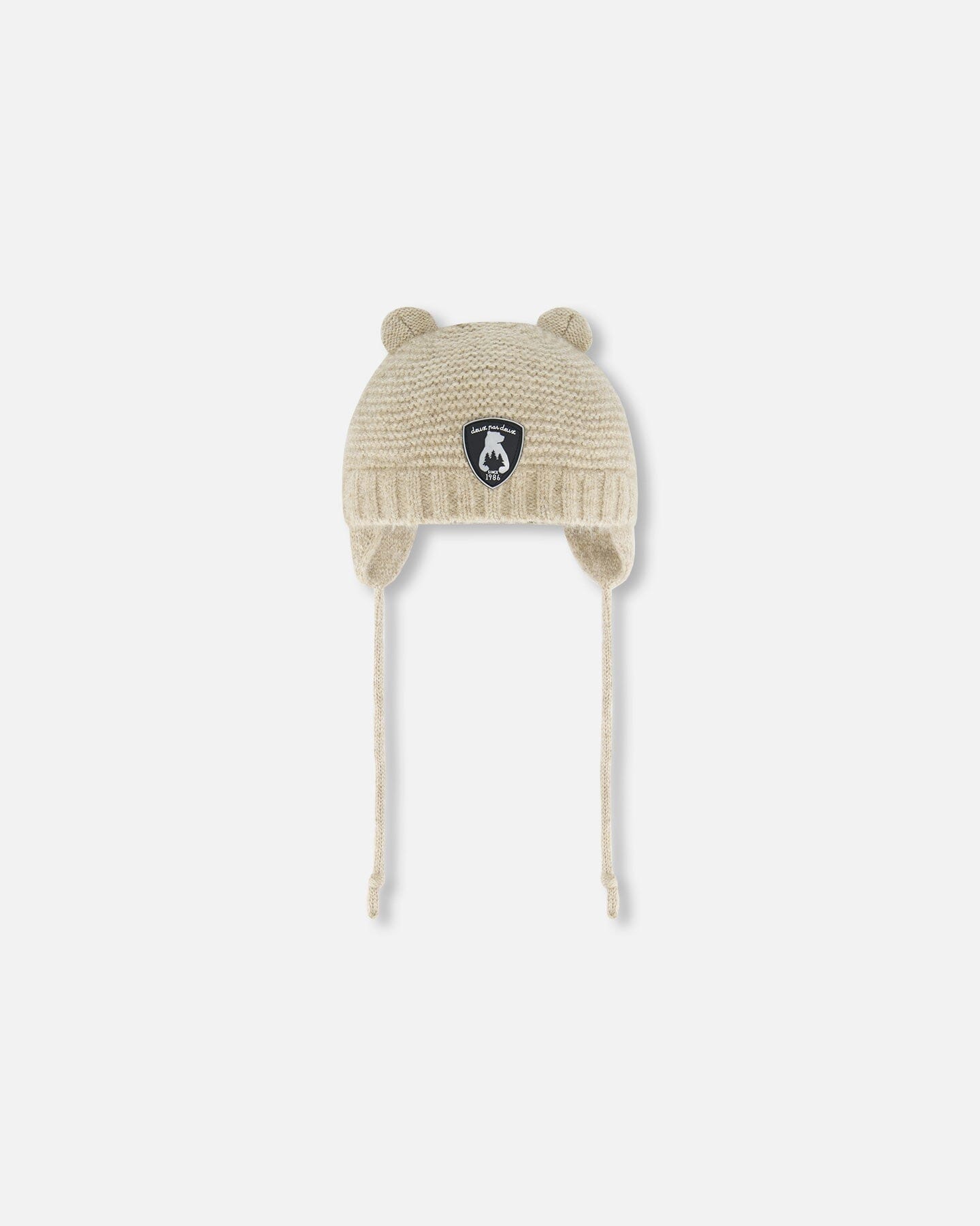 Knit Hat With Ears Beige-0