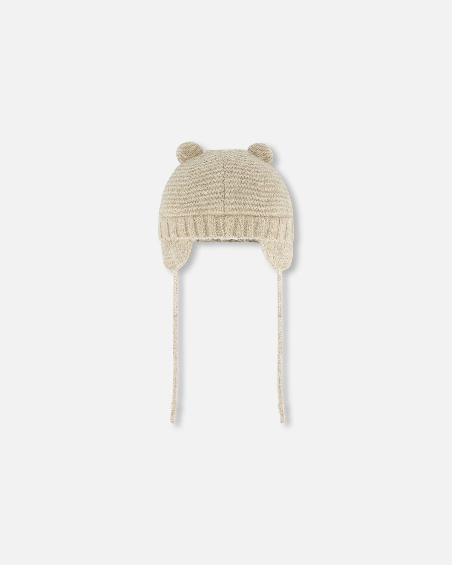 Knit Hat With Ears Beige-2