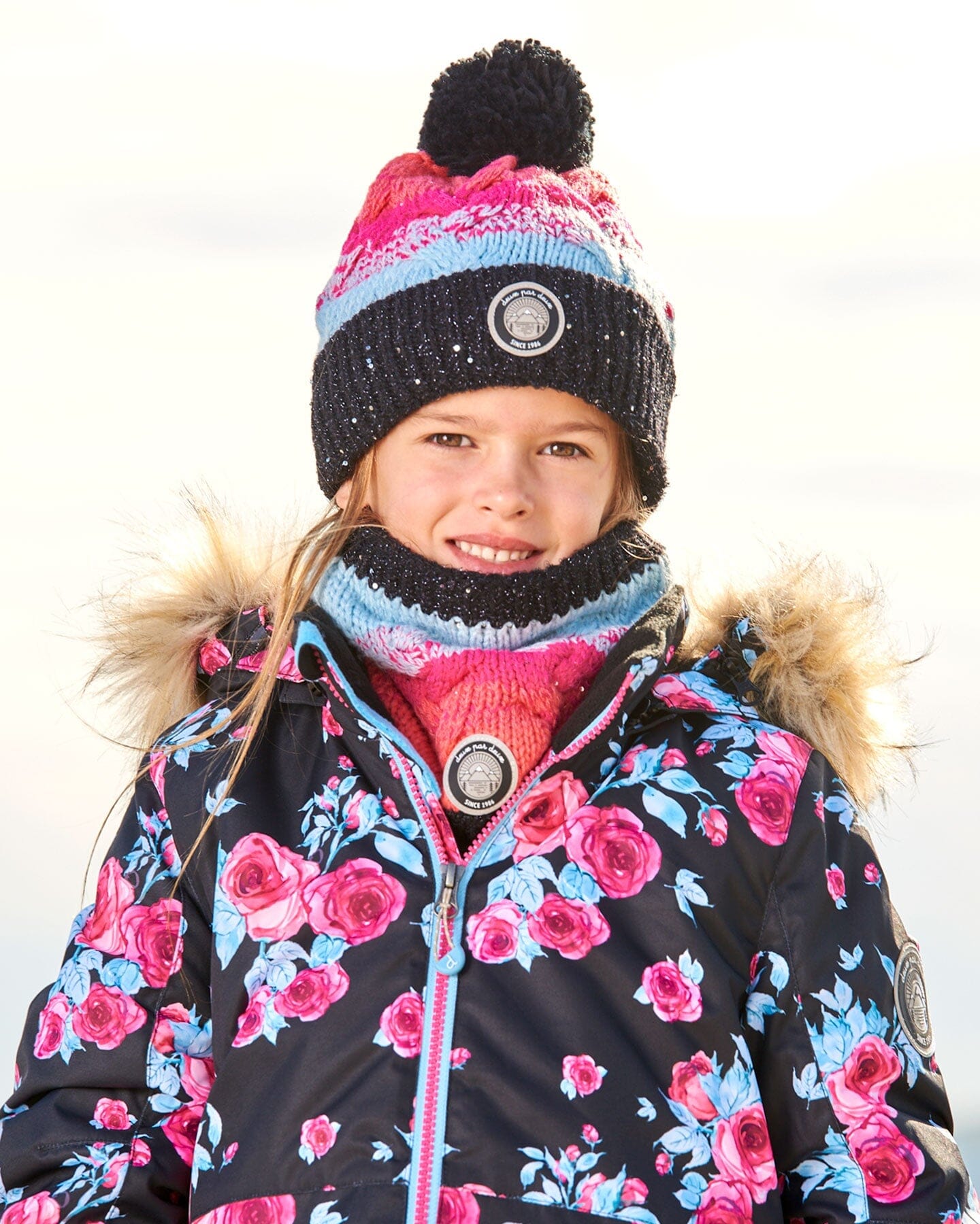 Knit Hat Gradient Blue, Coral And Fuschia-2
