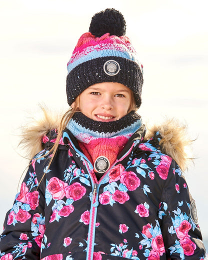 Knit Hat Gradient Blue, Coral And Fuschia-2