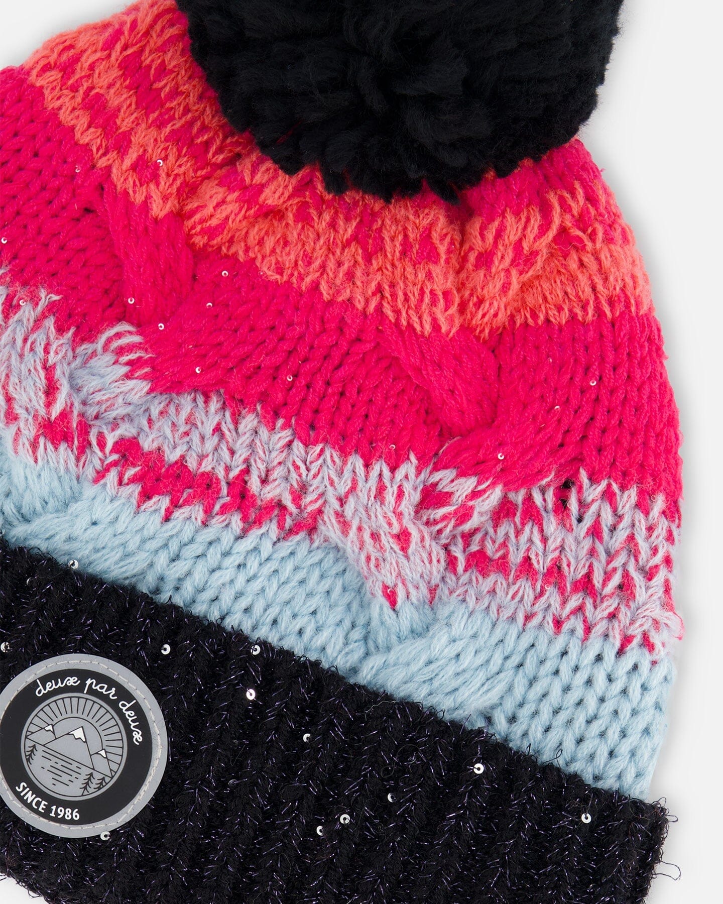 Knit Hat Gradient Blue, Coral And Fuschia-4