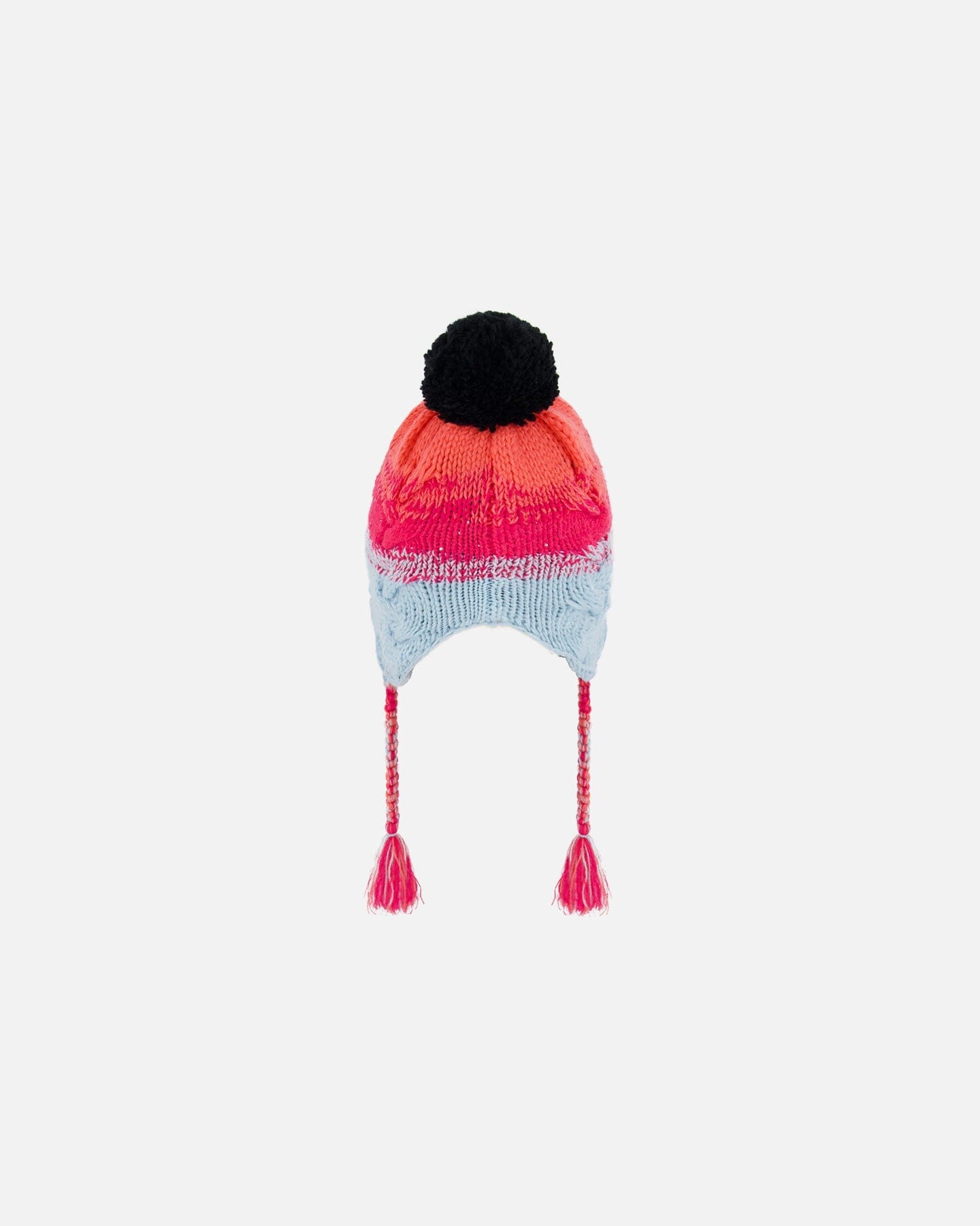 Peruvian Knit Hat Gradient Blue, Coral And Fuschia-3