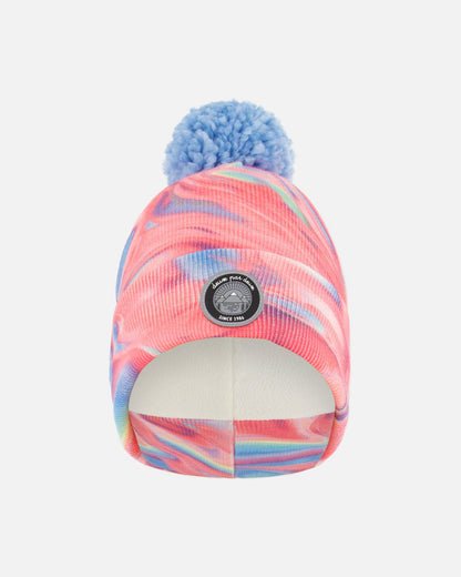 Knit Hat Pink And Air Blue Marble-0