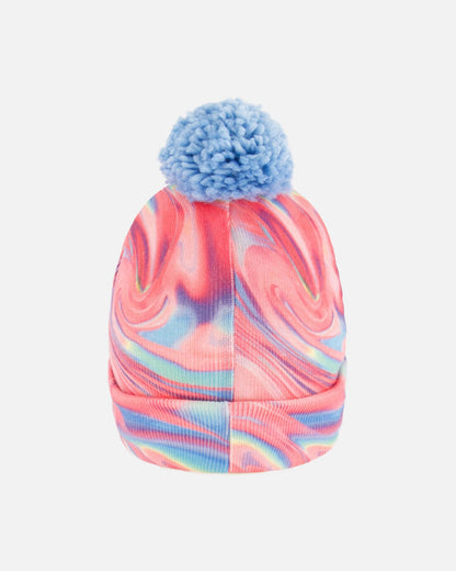 Knit Hat Pink And Air Blue Marble-2