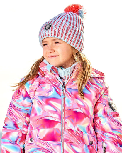 Knit Hat Air Blue And Coral-1