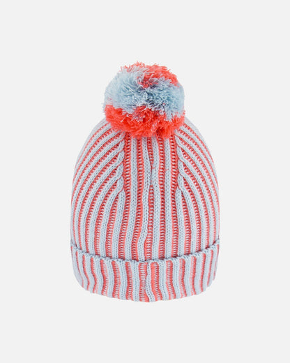 Knit Hat Air Blue And Coral-2