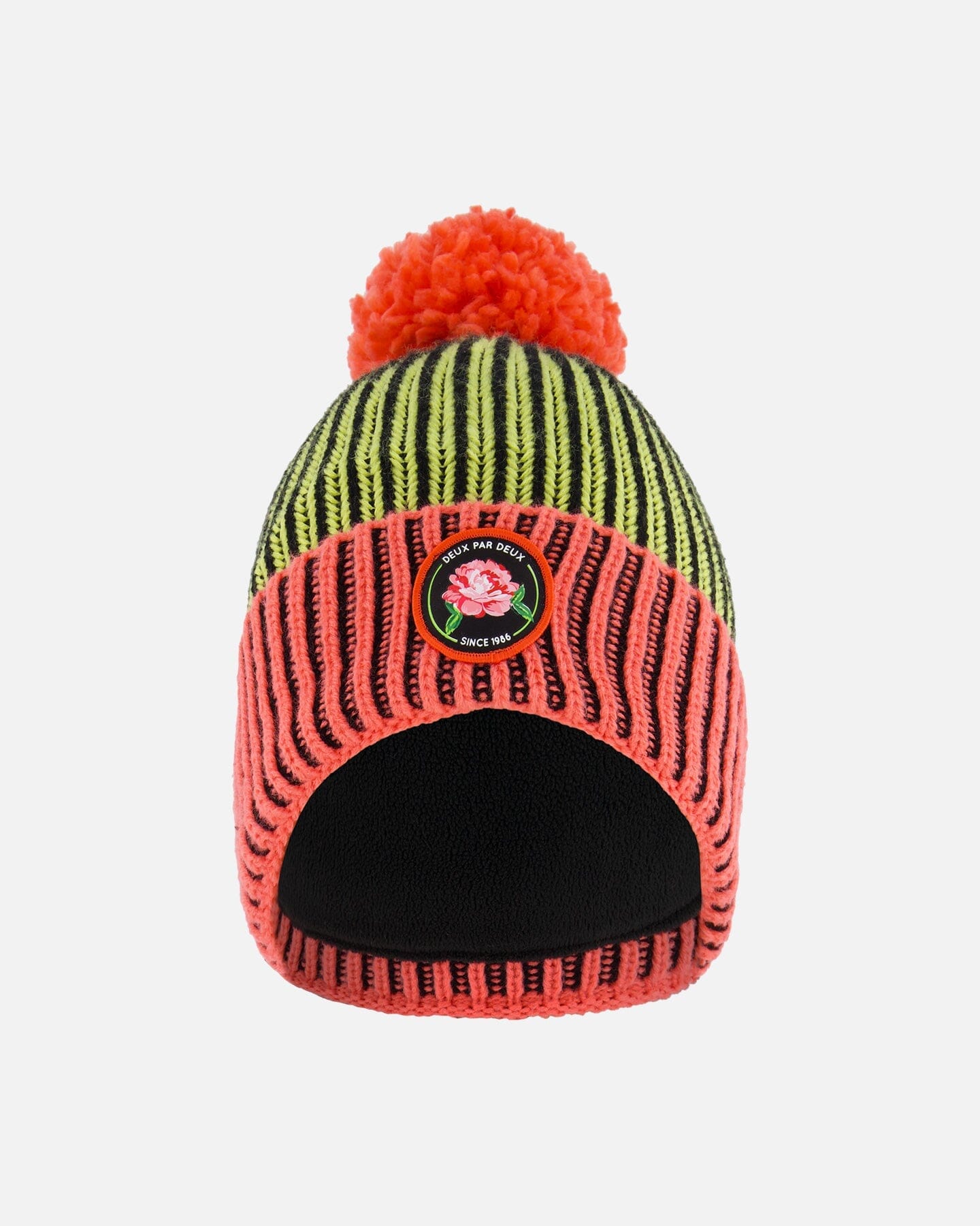 Knit Hat Black, Lime And Coral-0