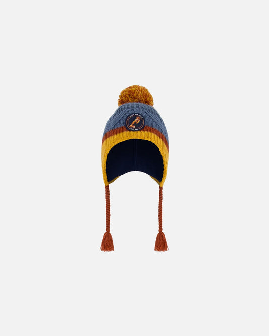 Peruvian Knit Hat Gradient Navy And Yellow-0