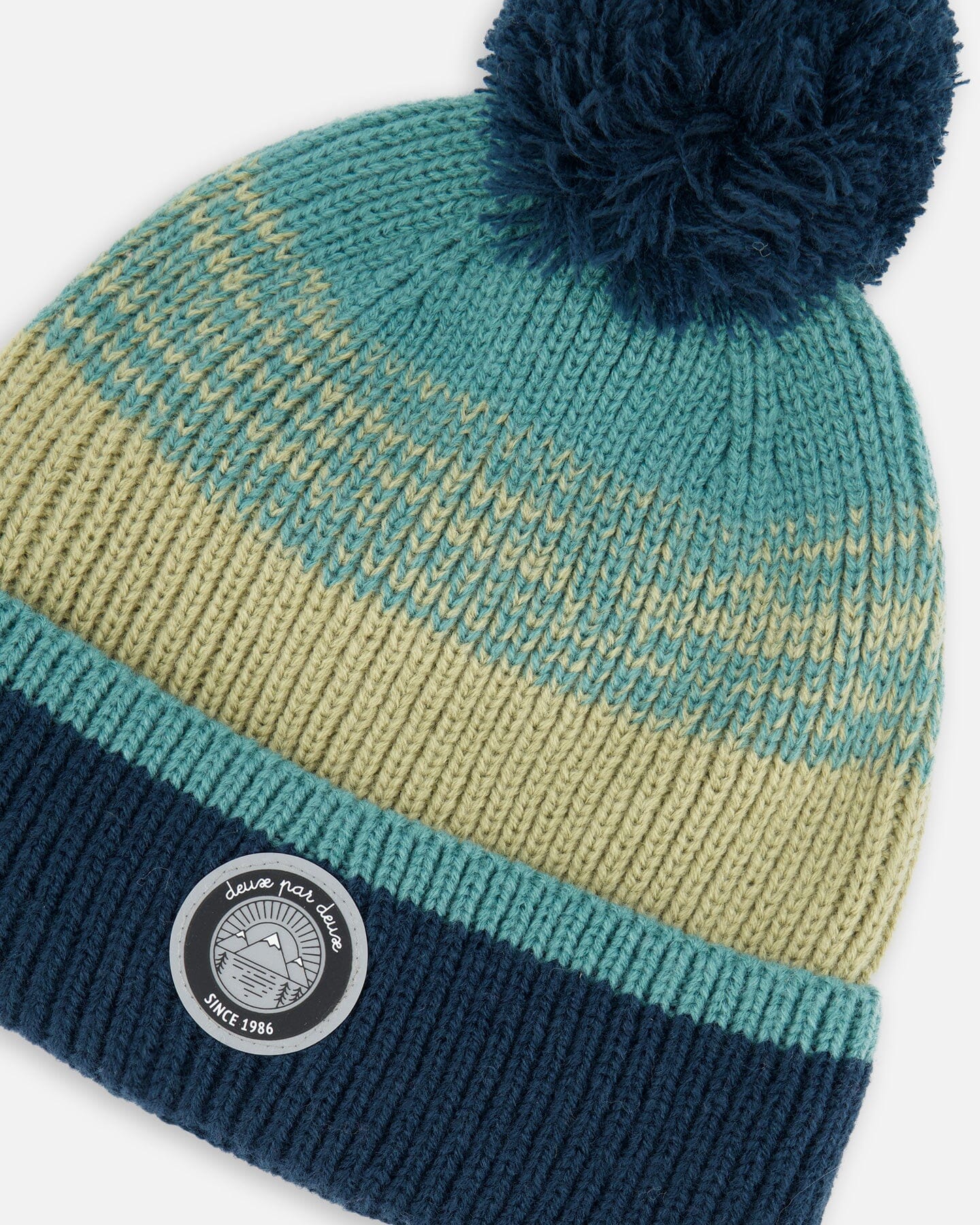 Knit Hat Blue, Green And Gray-2