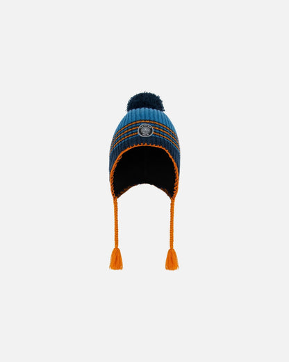 Peruvian Knit Hat Blue And Orange-0