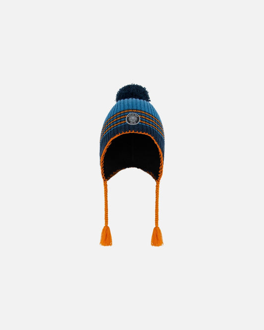 Peruvian Knit Hat Blue And Orange-0