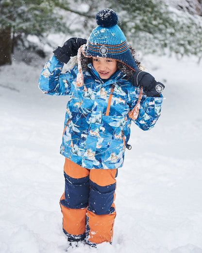 Peruvian Knit Hat Blue And Orange-1
