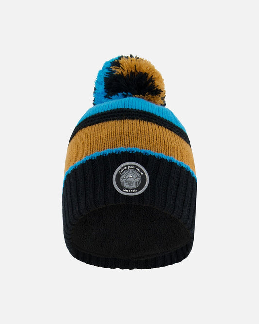 Knit Hat Blue, Black And Spice-0