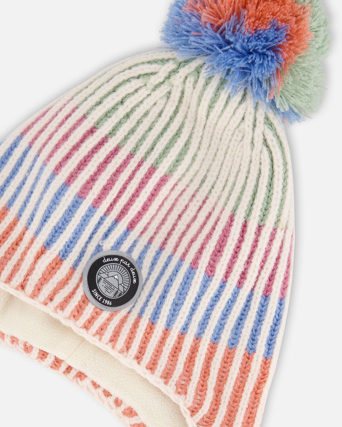 Peruvian Knit Hat Pastel Colors With Tassels-3