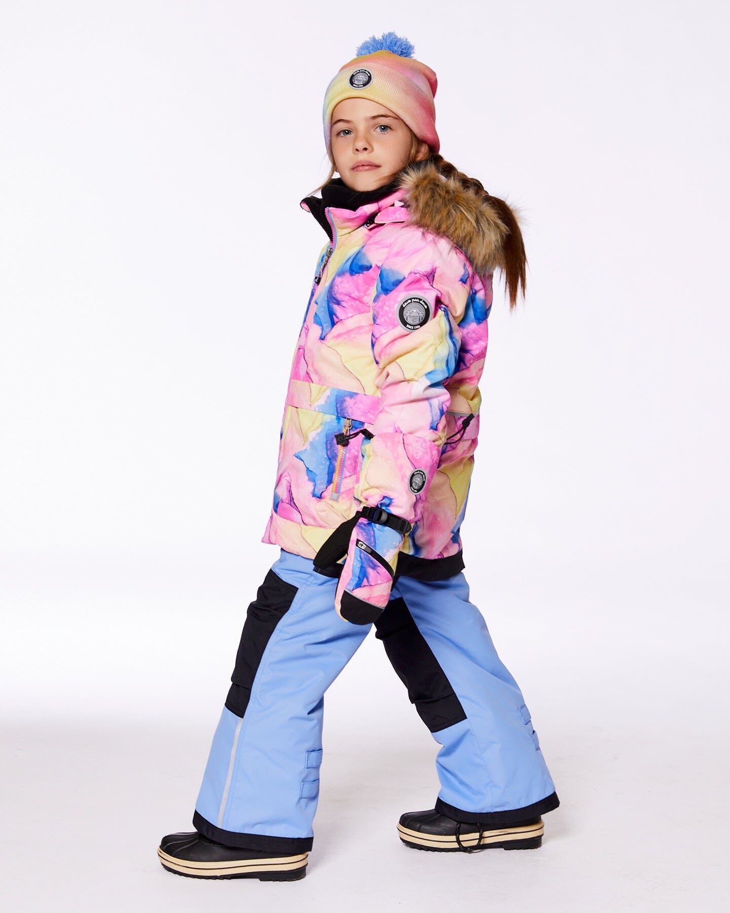 Cable Knit Hat Printed Watercolor Multicolor-1