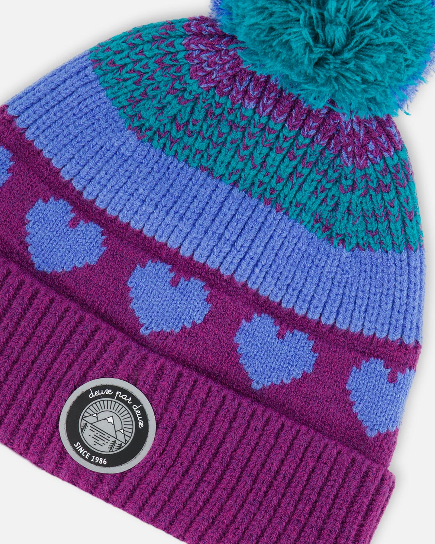 Pompom Knit Hat Gradient Mauve-3