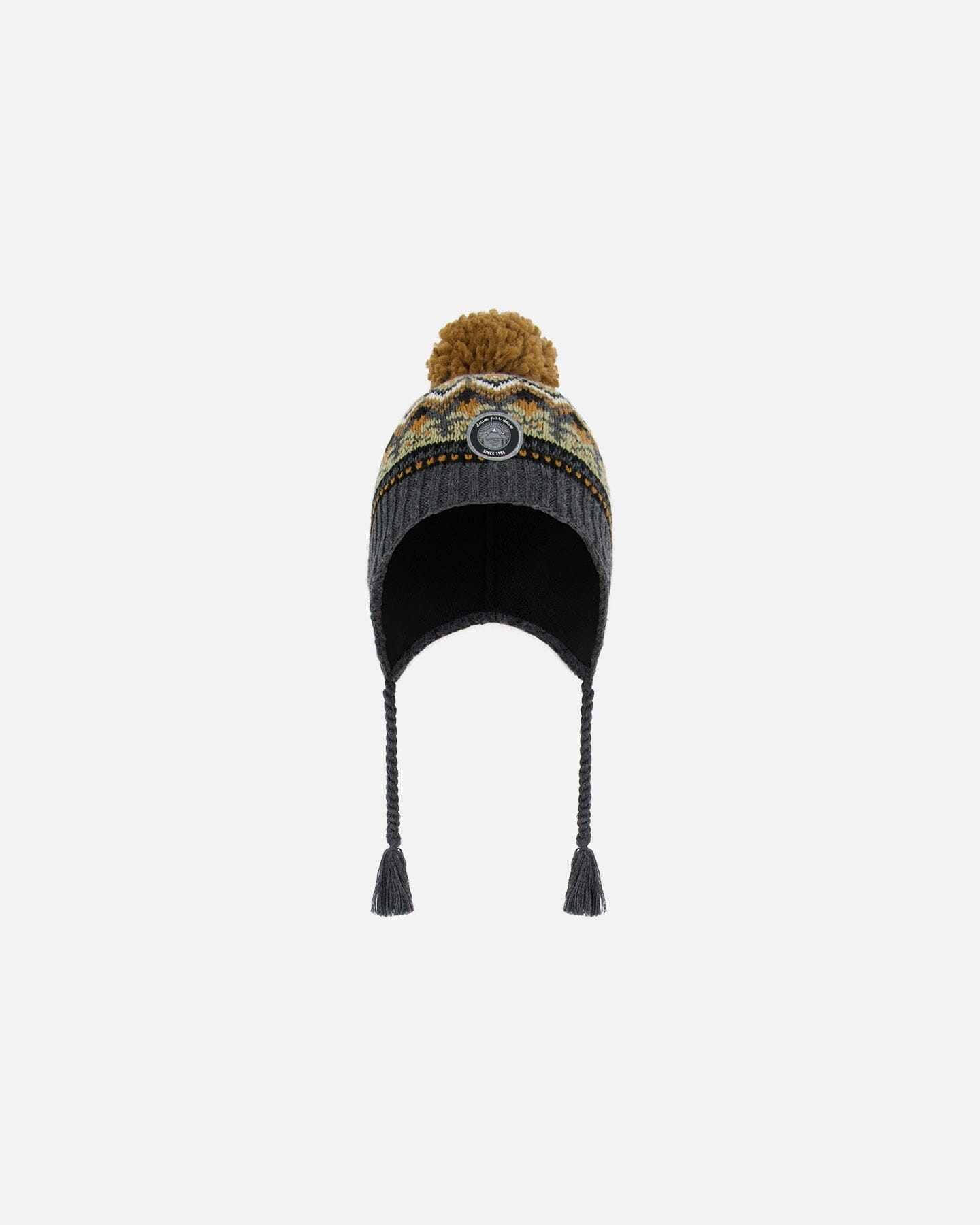 Peruvian Knit Hat Grey And Brown Jacquard-0