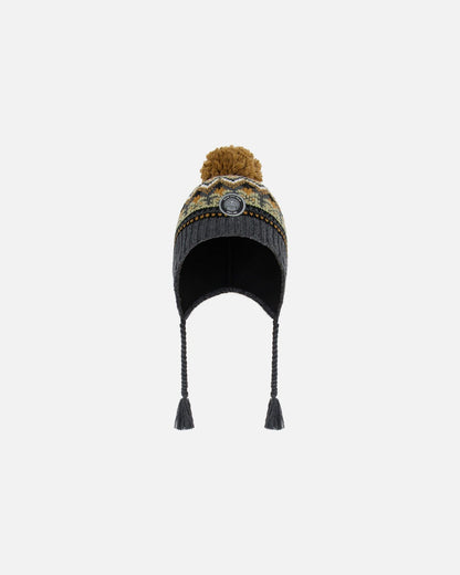 Peruvian Knit Hat Grey And Brown Jacquard-0