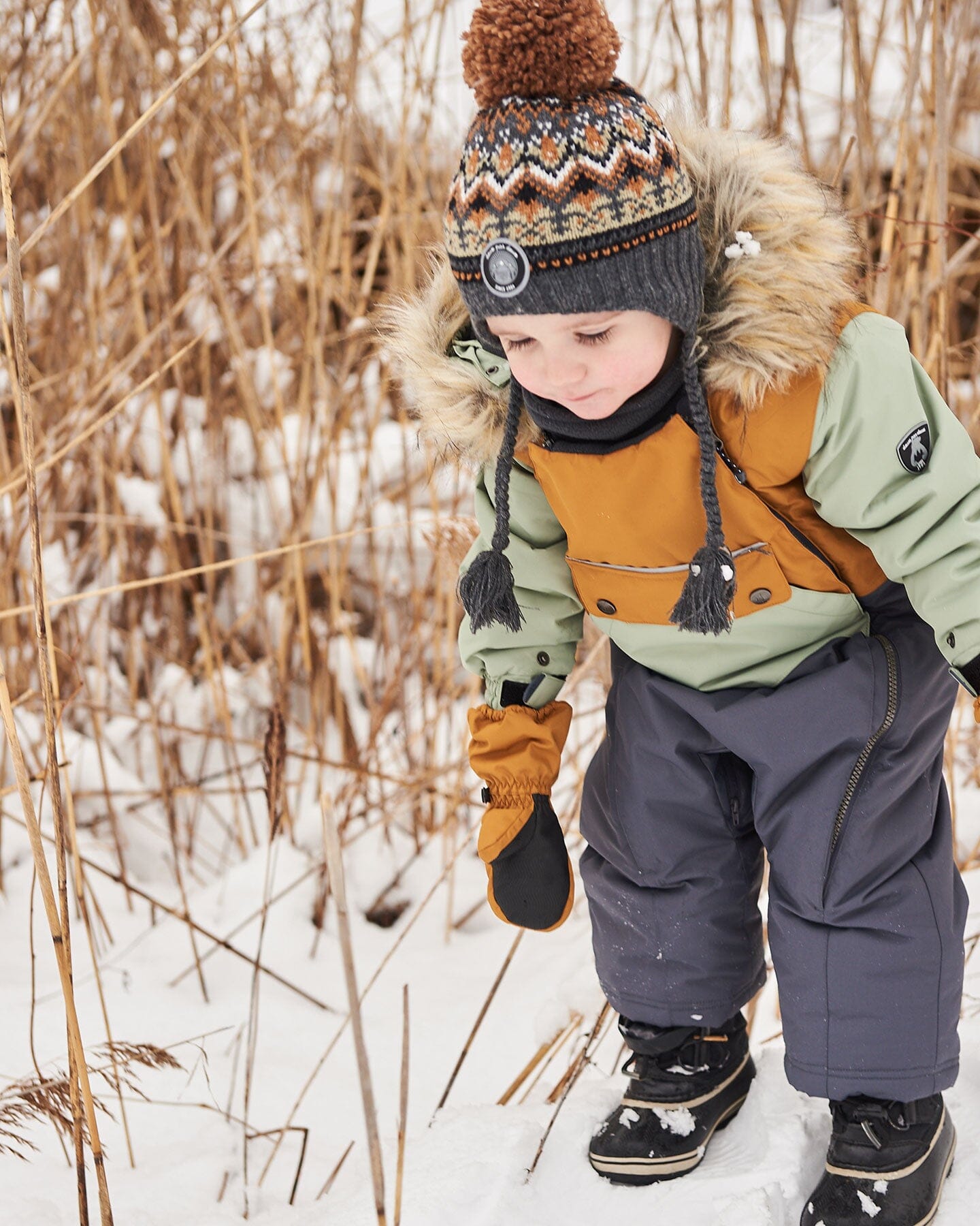 Peruvian Knit Hat Grey And Brown Jacquard-1
