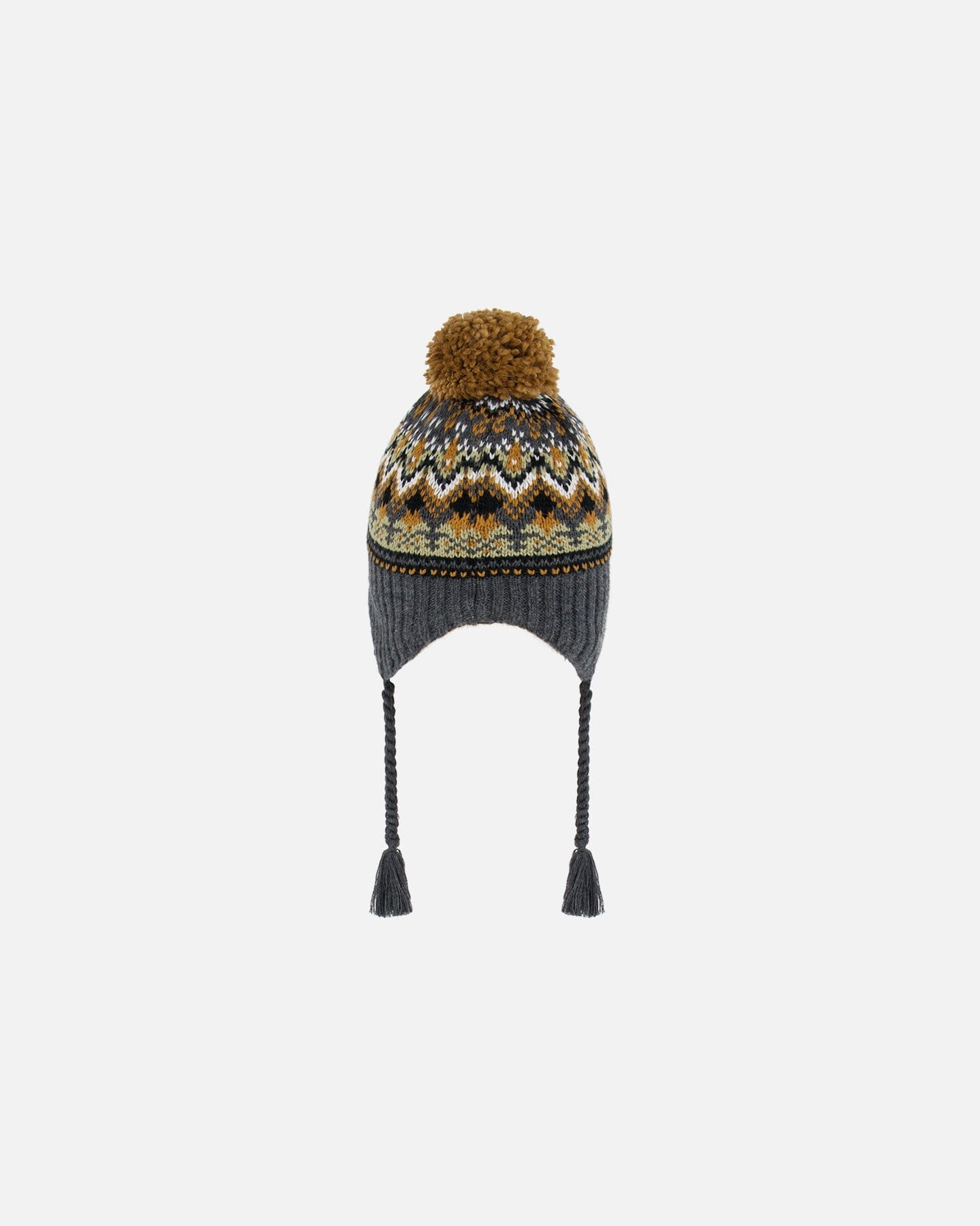 Peruvian Knit Hat Grey And Brown Jacquard-3