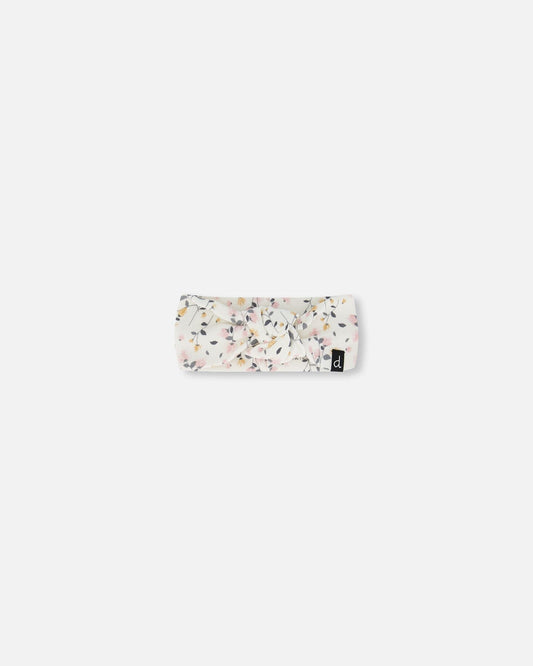 Organic Cotton Printed Headband Cream With Flowers-0