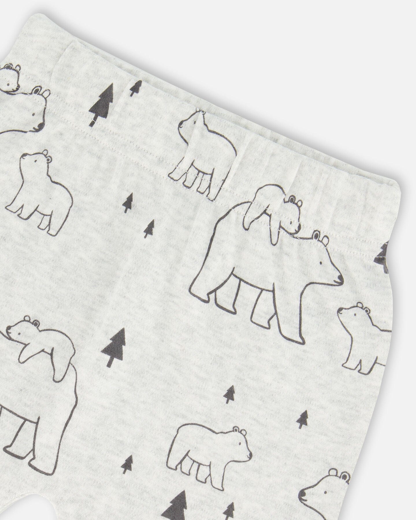 Organic Cotton Top With Printed Bears Pant Set Sand-3