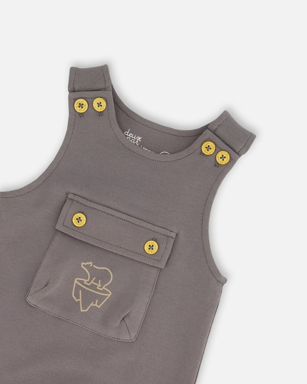Organic Cotton Printed Onesie And Overall Set Dark Gray With Mountains-3