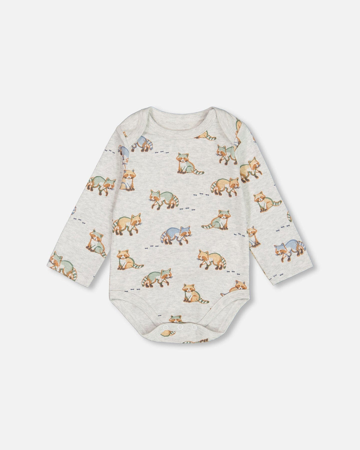 Organic Cotton Printed Onesie And Overall Set Green And Racoon-4