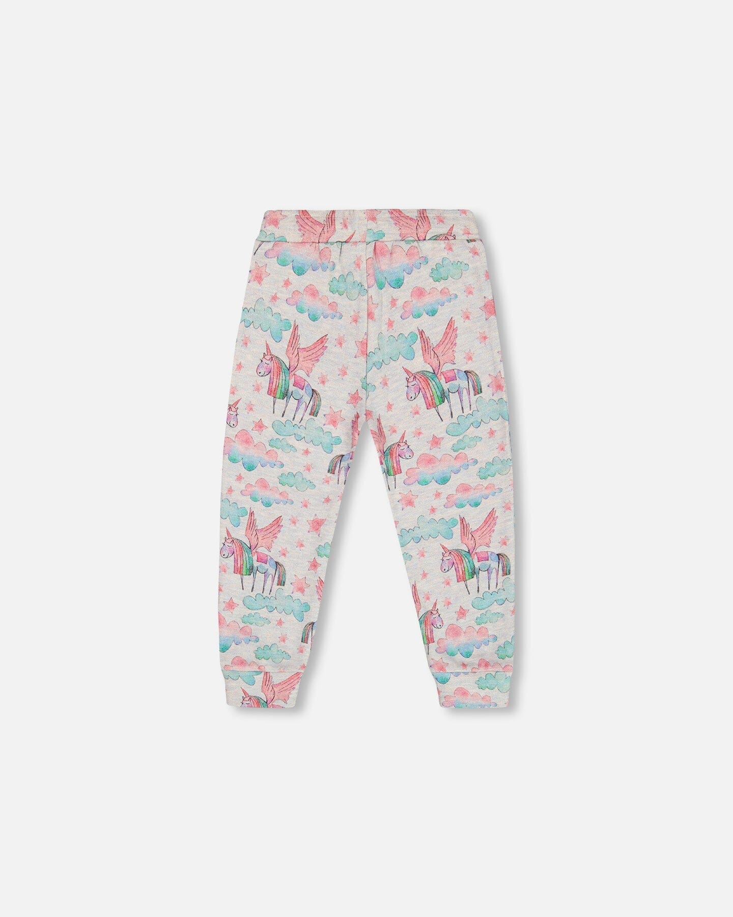 Shiny French Terry Sweatpants Gray Mix Printed Unicorn-3